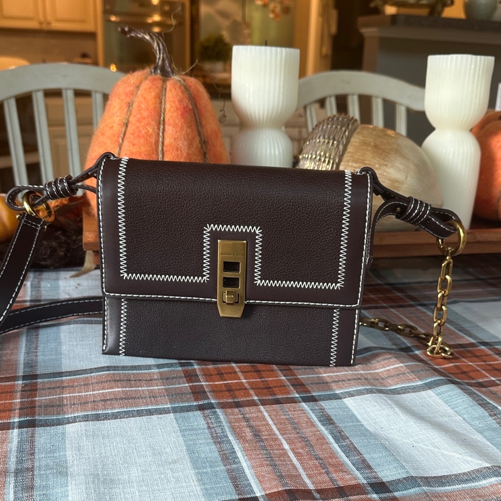 Elegant Dark brown Crossbody Bag with Gold hardware